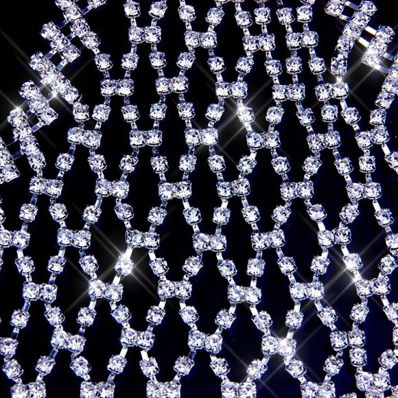 NEW Sparkling Bling Swarovski Crystal Bikini Body Chain Bra Top & Thong … - Picture 7 of 16